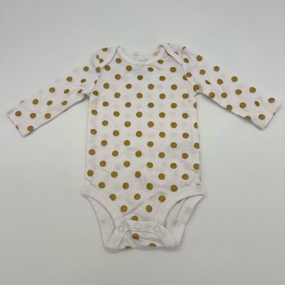 Carter's One piece White Gold Polka Dot Jumpsuit 3M
